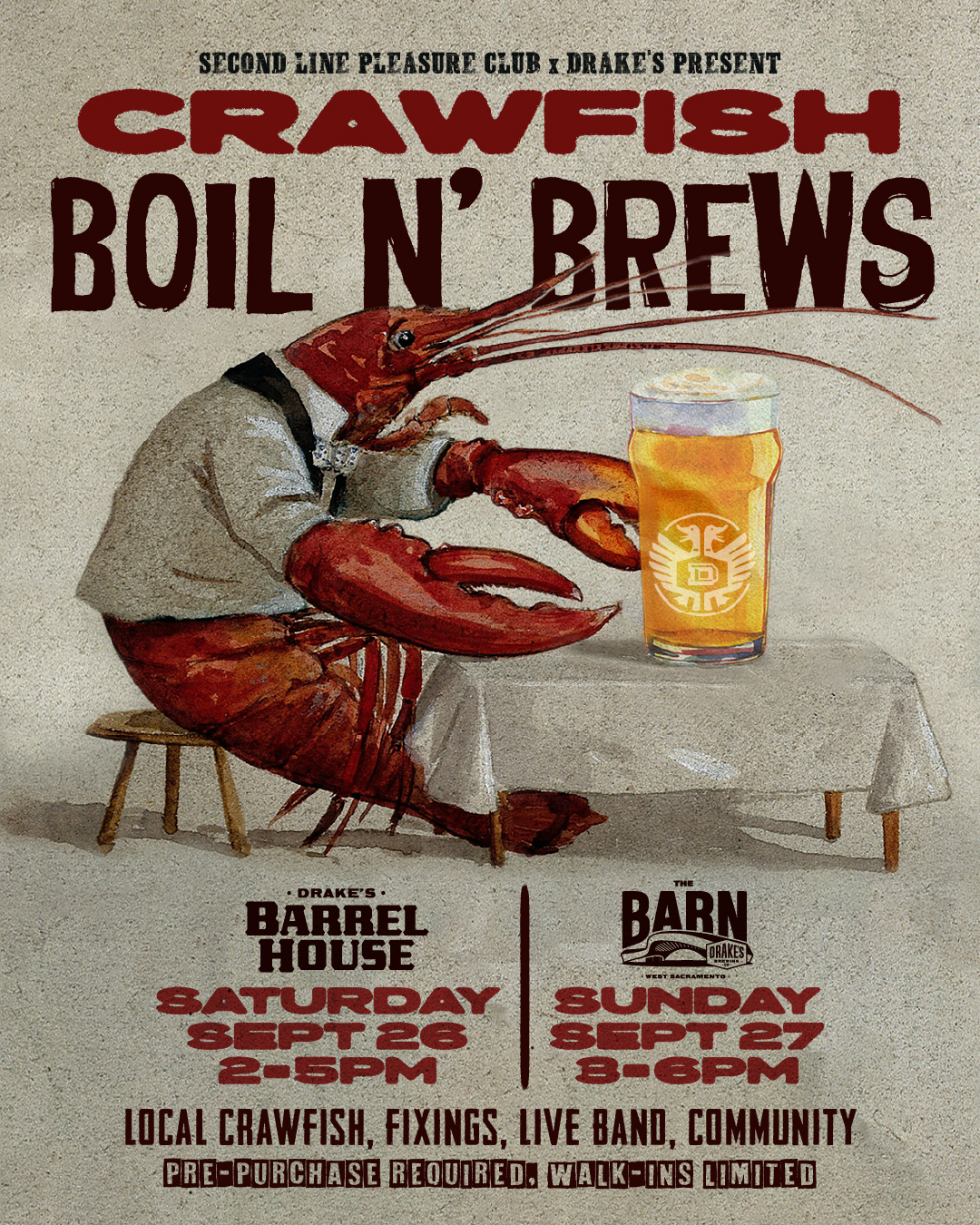 Crawfish Boil N' Brews at Drake's Barrel House San Leandro — Second Line Pleasure Club